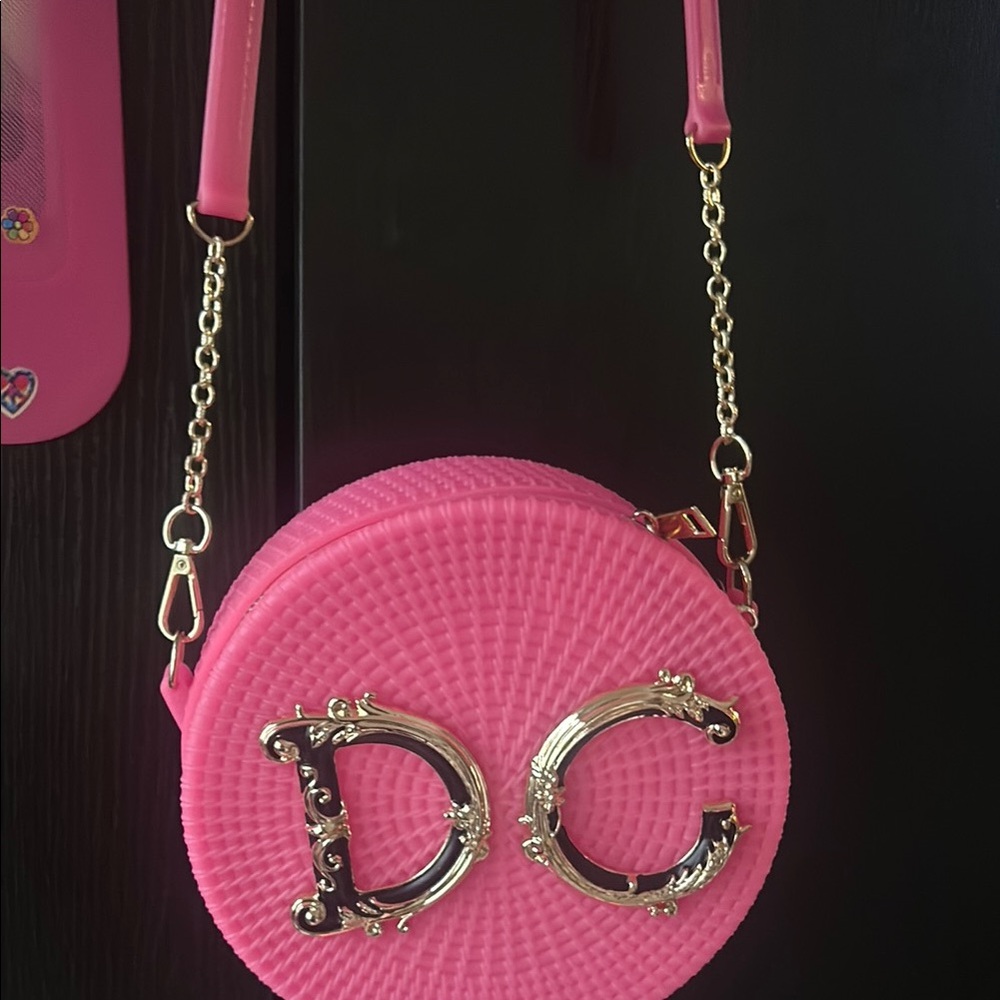 DC Pink and Gold Mini Bag with Textured Design